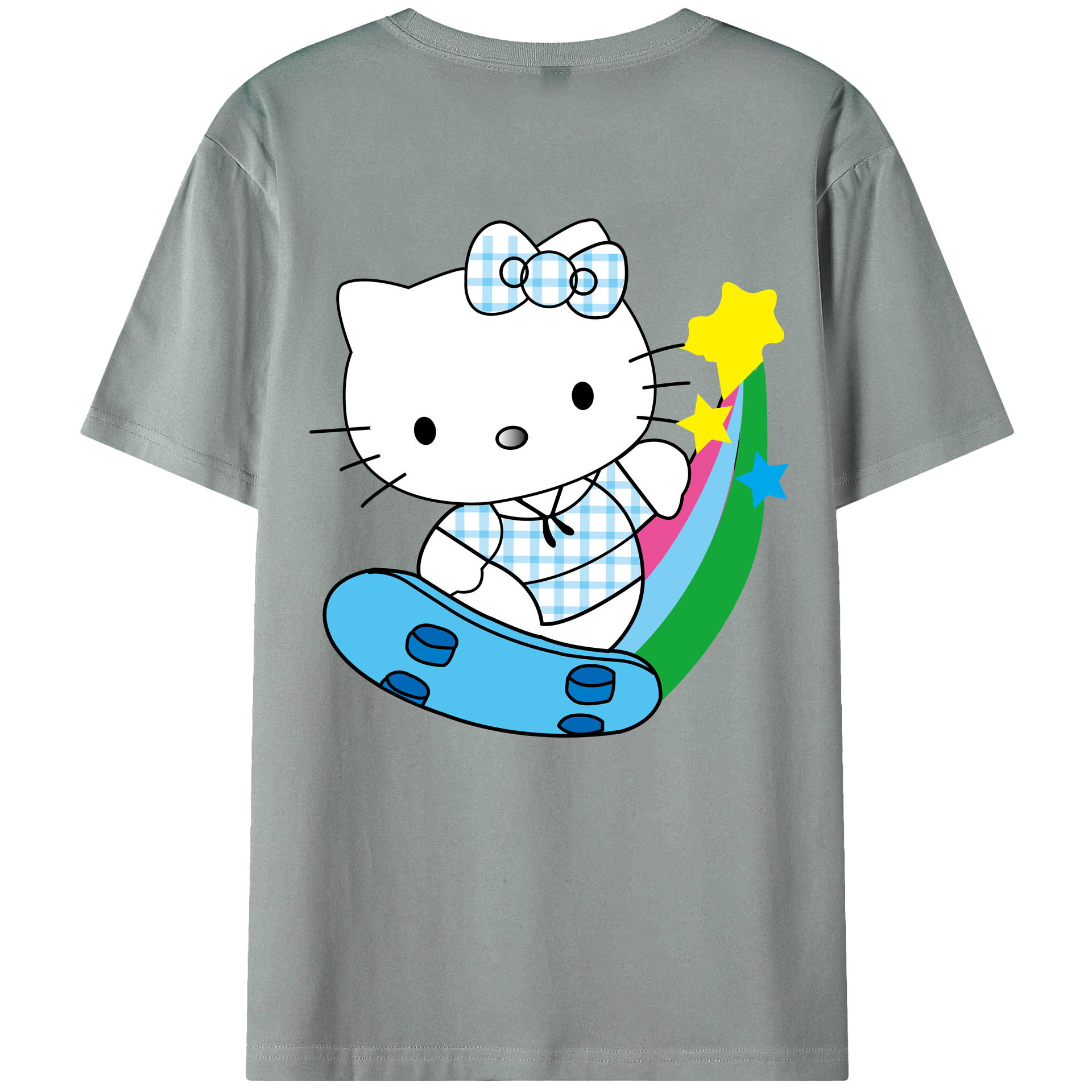 （画像用） Hello Kitty ハローキティ 綿100％ メンズ半袖Tシャツ（バックプリント） 通気性